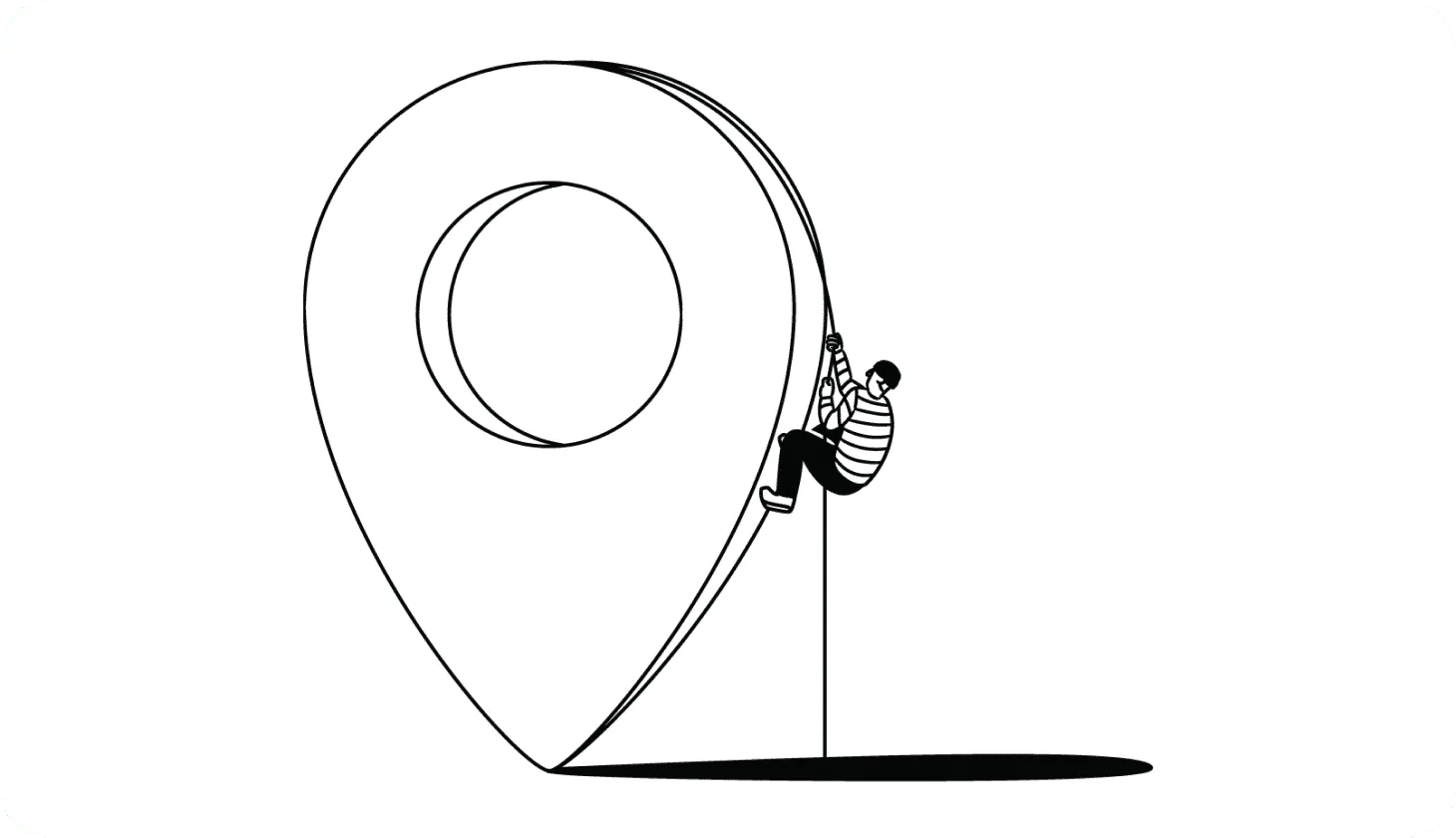 IP address hacked: Header image Illustration of a thief climbing the side of a larger-than-life IP address marker